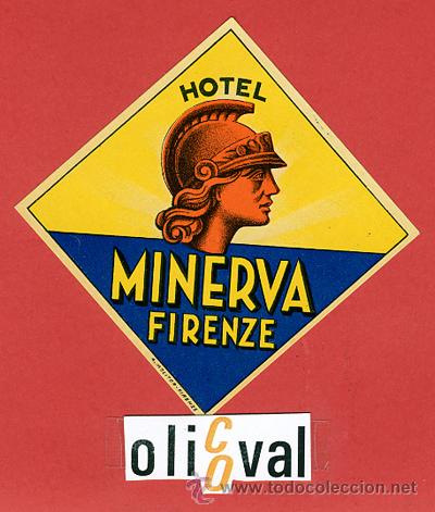 Etiquetas antiguas: ETIQUETA HOTEL -ITALIA- HOTEL MINERVA- FIRENZE -70X70-DATADA-HUECO