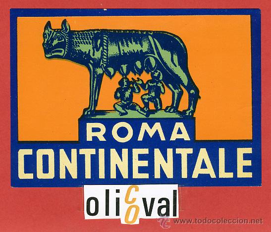 Etiquetas antiguas: ETIQUETA HOTEL - ITALIA- CONTINENTAL-ROMA   - ILUSTRACION  BARNIZ-HUECO- 118X 83 mm