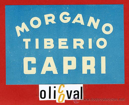 Etiquetas antiguas: ETIQUETA HOTEL - ITALIA- MORGANO TIBERIO  -CAPRI-BRILLO-120X80mm