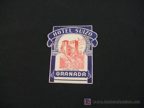 Alte Etiketten: ETIQUETA HOTEL - HOTEL SUIZO - GRANADA