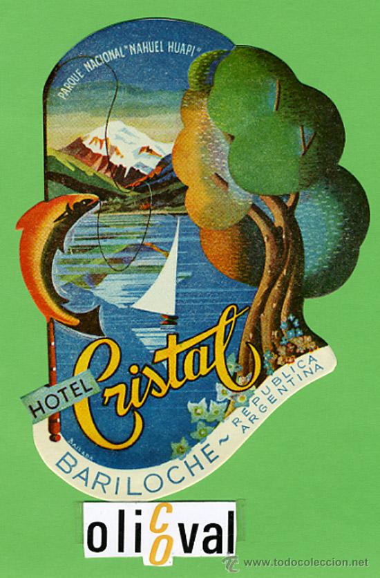 Etiquetas antiguas: ETIQUETA HOTEL - ARGENTINA - CRISTAL-PARQUE  -BARILOCHE -BUENA ILUSTRACION  HUECO-TROQUEL 140X100mm