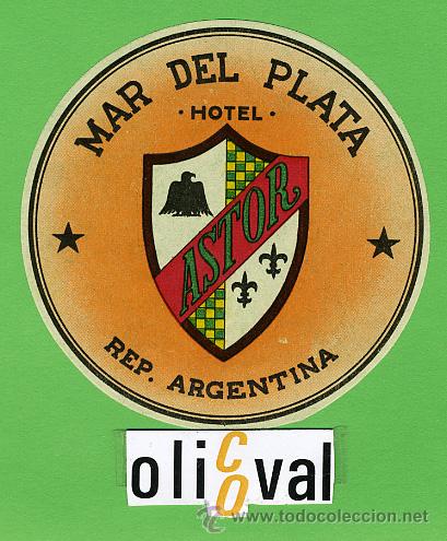 Etiquetas antiguas: ETIQUETA HOTEL - ARGENTINA -ESTOR -MAR DE PLATA-  ILUSTRACION  HUECO  - 85 mm