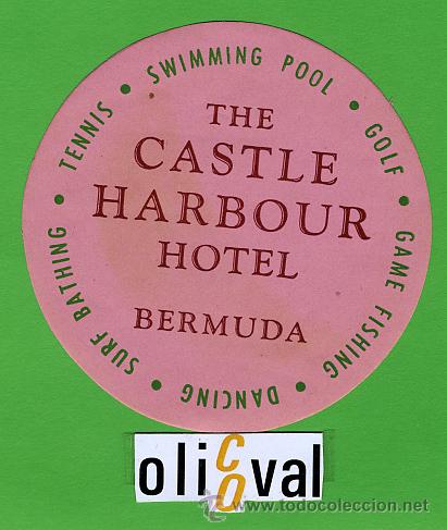 Etiquetas antiguas: ETIQUETA HOTEL - BERMUDA -CASTLE HORBOUR -TIPO  -DIAMETRO  95 mm
