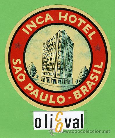 Etiquetas antiguas: ETIQUETA HOTEL - BRASIL -INCA HOTEL -SAO PAULO,-ILUSTRACION  90  mm