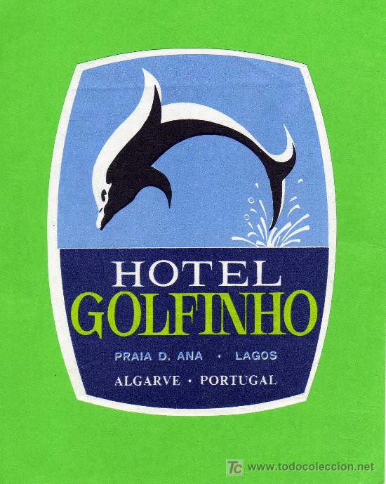 Etiquetas antiguas: ETIQUETA DE HOTEL -   HOTEL GOLFINHO - LAGOS - ALGARVE -  PORTUGAL.