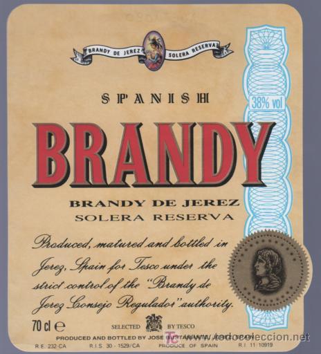 Etichette antiche: ETIQUETA DE BRANDY SOLERA RESERVA. JOSE BUSTAMANTE. JEREZ. CADIZ.