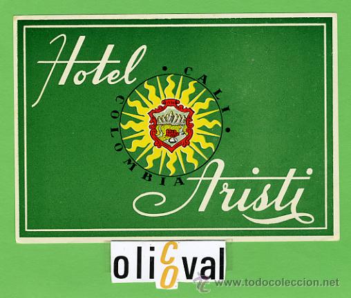 Etiquetas antiguas: ETIQUETA  HOTEL - COLOMBIA - HOTEL COLOMBIA -CALI-  -ILUSTRACION  - 125 X  90  mm -