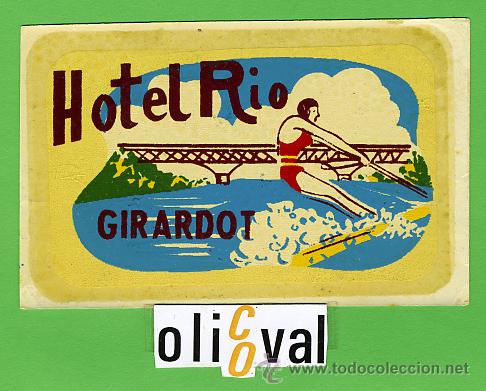 Etiquetas antiguas: ETIQUETA HOTEL - COLOMBIA - HOTEL AMERICA-HONDA -ILUSTRACION DATADA 142X95 mm -
