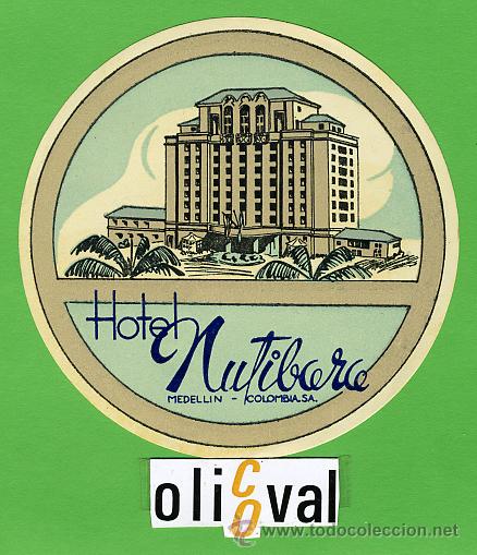 Etiquetas antiguas: ETIQUETA  HOTEL - COLOMBIA - HOTEL MULTIBARA  -MEDELLIN - ILUSTRACION -100mm -