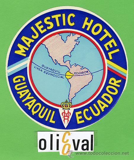 Etiquetas antiguas: ETIQUETA  HOTEL - ECUADOR- HOTEL  MAJESTIC-GUAYAQUIL - ILUSTRACION - 95   mm