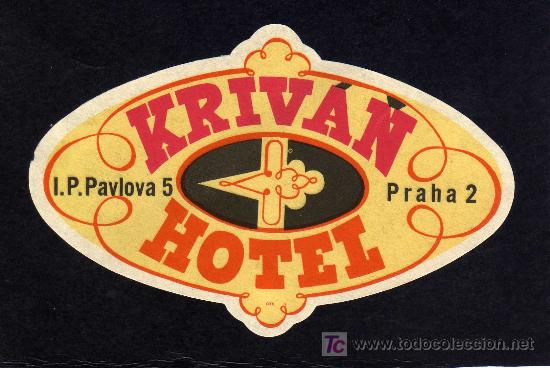 Etiquetas antiguas: ETIQUETA DE HOTEL - HOTEL KRIVAN - PRAHA - CHECOSLOVAQUIA.