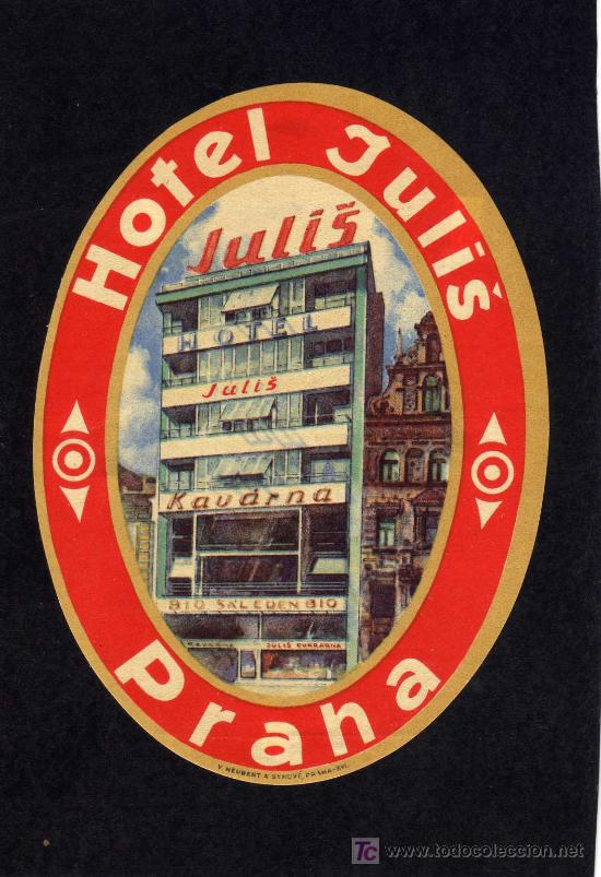 Etiquetas antiguas: ETIQUETA DE HOTEL - HOTEL JULIS - PRAHA - CHECOSLOVAQUIA.