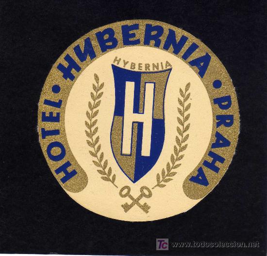 Etiquetas antiguas: ETIQUETA DE HOTEL - HOTEL HYBERNIA - PRAHA - CHECOSLOVAQUIA.