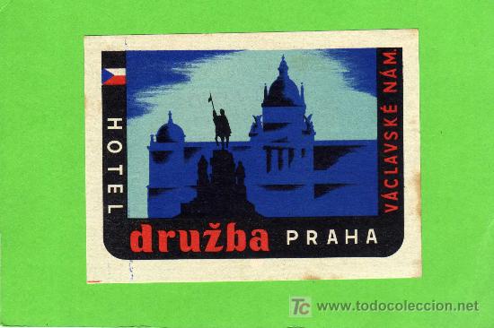Etiquetas antiguas: ETIQUETA DE HOTEL - HOTEL DRUZBA - PRAHA - CHECOSLOVAQUIA.