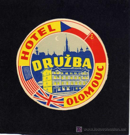 Etiquetas antiguas: ETIQUETA DE HOTEL - HOTEL DRUZBA - OLOMOUC - CHECOSLOVAQUIA.