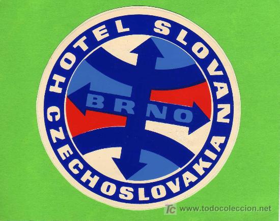 Etiquetas antiguas: ETIQUETA DE HOTEL - HOTEL SLOVAN - BRNO -  CHECOSLOVAQUIA.