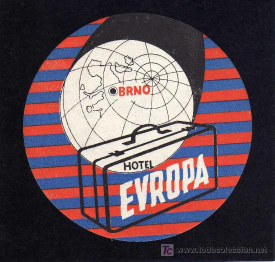 Etiquetas antiguas: ETIQUETA DE HOTEL - HOTEL EUROPA - BRNO -  CHECOSLOVAQUIA.
