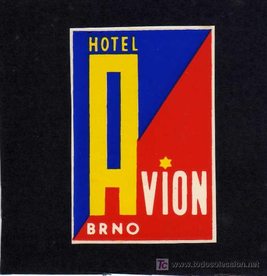 Etiquetas antiguas: ETIQUETA DE HOTEL - HOTEL AVION - BRNO -  CHECOSLOVAQUIA.