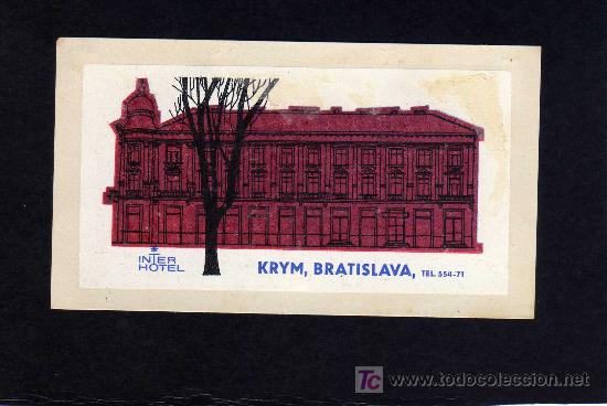 Etiquetas antiguas: ETIQUETA DE HOTEL - HOTEL KRYM - BRATISLAVA - CHECOSLOVAQUIA.