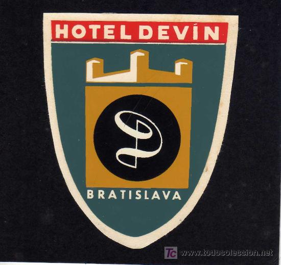 Etiquetas antiguas: ETIQUETA DE HOTEL - HOTEL DEVIN - BRATISLAVA - CHECOSLOVAQUIA.