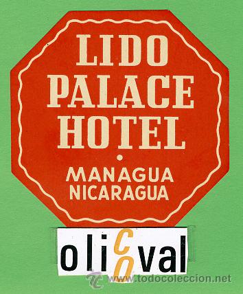 Etiquetas antiguas: ETIQUETA  HOTEL - NICARAGUA -HOTEL MANAGUA  - TIPO -72  - mm -