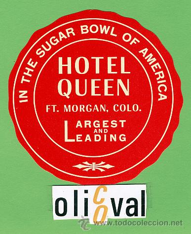 Etiquetas antiguas: ETIQUETA  HOTEL -USA  -HOTEL  QUEEN-   - HUECO   -  75 mm -
