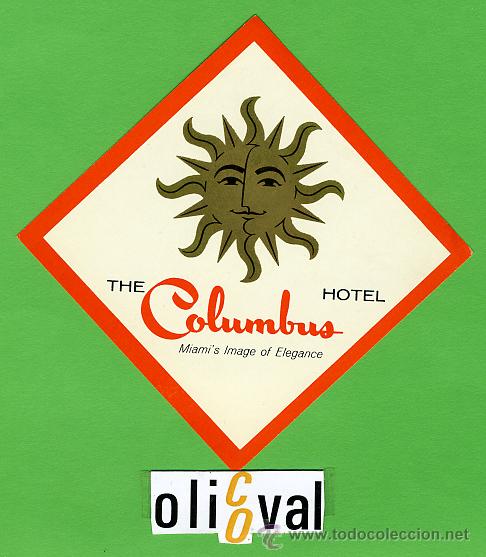 Etiquetas antiguas: Etiqueta Hotel-USA-   HOTEL  THE COLUMBUS  - ILUSTRACION     -83 X 83  mm