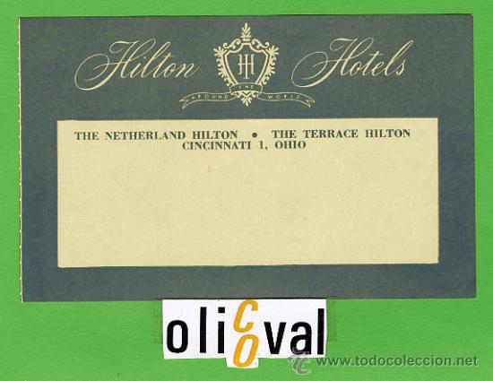 Etiquetas antiguas: Etiqueta Hotel-USA- HILTON   HOTELS  -  OHIO- ILUSTRACION     122 X 76  mm