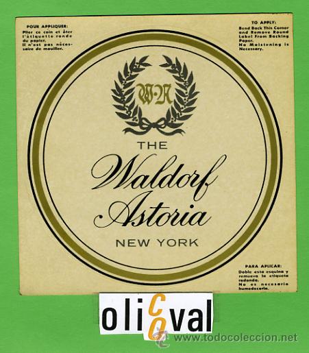 Etiquetas antiguas: Etiqueta Hotel-USA-  HOTEL  THE WALDORF  ASTORIA -NEW YORK  -    -ILUSTRACION    -  110X 110mm