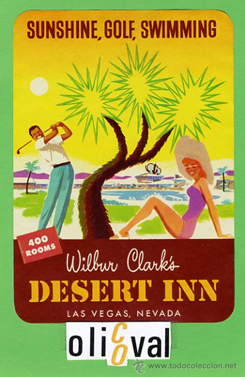 Etiquetas antiguas: Etiqueta Hotel-USA- HOTEL  DESERT INN   -LAS VEGAS -NEVADA-  - ILUSTRACION - 130X 95 mm