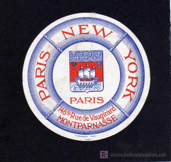 Etiquetas antiguas: ETIQUETA DE HOTEL -  HOTEL NEW YORK - PARIS - FRANCIA.