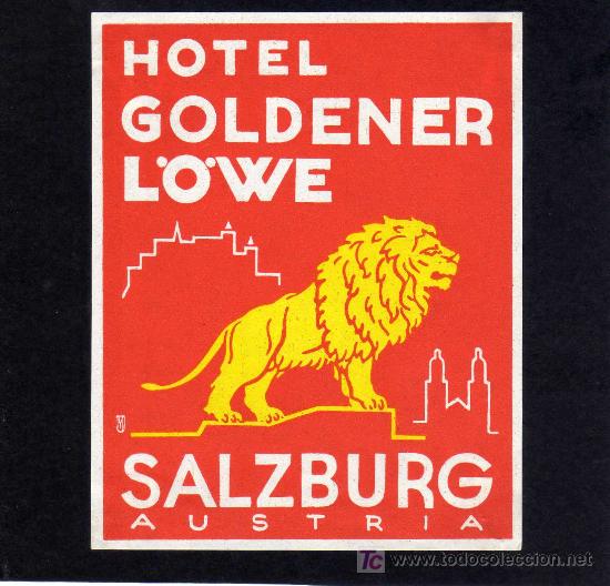 Etiquetas antiguas: ETIQUETA DE HOTEL - HOTEL GOLDENER L&Ouml;VE - SALZBURG -  AUSTRIA.