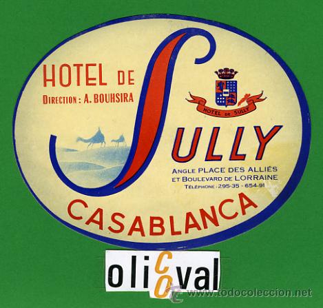 Etiquetas antiguas: Etiqueta Hotel - MARRUECOS-HOTEL FOUCAULD 2 -CASABLANCA- OVAL - 110 mm