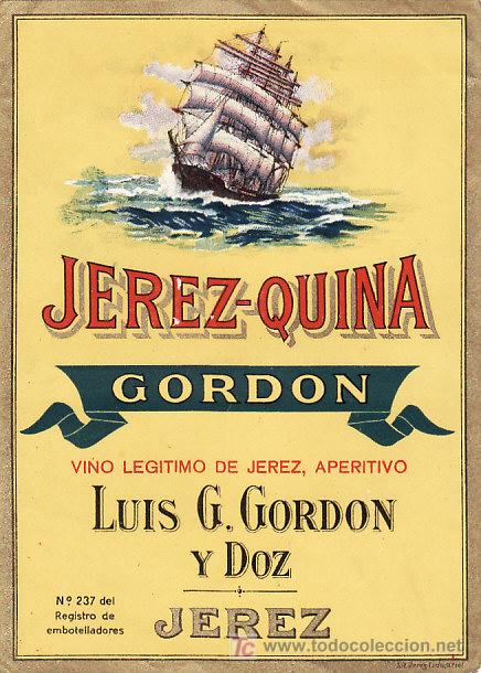 Etiquetas antiguas: ETIQUETA JEREZ - QUINA . GORDON - LUIS G GORDON Y DOZ - EA 146