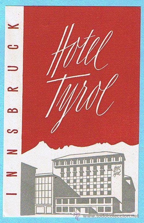 Etiquetas antiguas: HOTEL TYROL. ROJA. - Foto 1