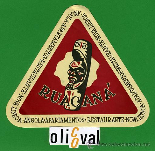 Etiquetas antiguas: ETIQUETA  HOTEL - ANGOLA -   HOTEL RUCAN&Aacute;  - NOVA LISBOA -ILUSTRACION -125X  125 mm