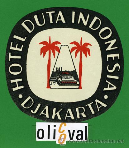Etiquetas antiguas: ETIQUETA  HOTEL -INDONESIA   - CATHAY HOTEL -DJAKARTA-ILUSTRACION  - 100 mm