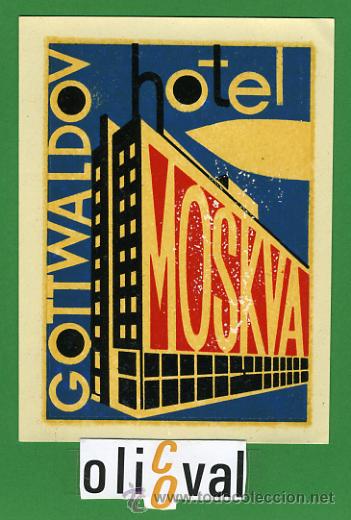 Etiquetas antiguas: ETIQUETA  HOTEL -  RUSIA - MOCKBA -USSR  ILUSTRACION - 85X 105  mm