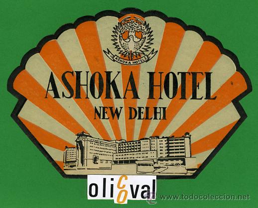 Etiquetas antiguas: ETIQUETA  HOTEL -  INDIA-ASHOAKA  HOTEL-NEW DELHI -ILUSTRACION  TROQUELADA -160X105 mm