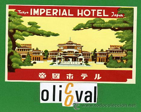 Etiquetas antiguas: ETIQUETA  HOTEL -JAPON- IMPERIAL HOTEL  - TOKYO -ILUSTRACION  135 X  82 mm