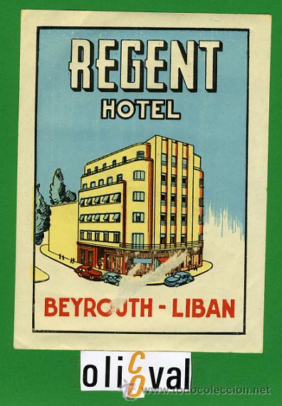 Etiquetas antiguas: ETIQUETA  HOTEL  -LEBANON -  PALM-BEACH HOTEL   -BEYROUTH - BUENA ILUSTRACION  -TARA-  - 100X135 mm