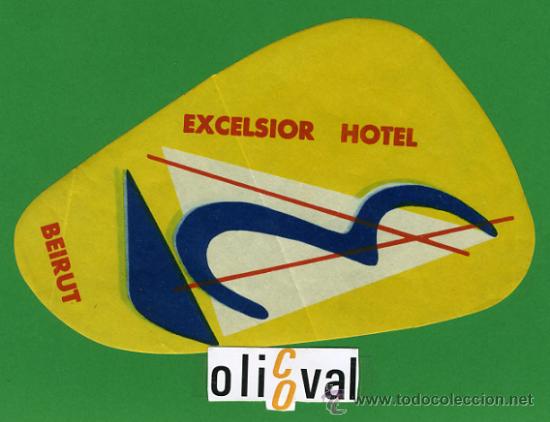 Etiquetas antiguas: ETIQUETA  HOTEL  - -  EXCELSIOR HOTEL   -BEIRUT- ILUSTRACION  TROQUEL  -  - 90X140 mm