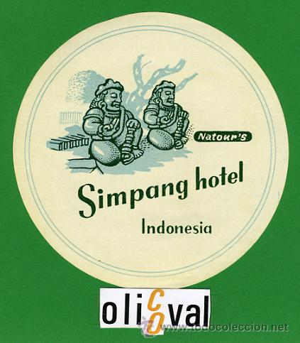 Etiquetas antiguas: ETIQUETA  HOTEL  -INDONESIA  -SIMPANG  HOTEL  -ILUSTRACION -  110 mm