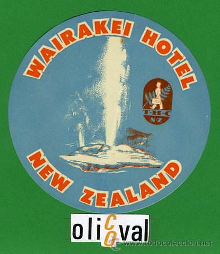 Etiquetas antiguas: ETIQUETA  HOTEL  NEW ZEALAND  - WAIRAKEI  HOTEL  -ILUSTRACION   -  110 mm