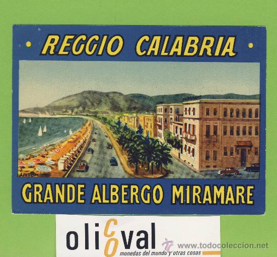 Etiquetas antiguas: ETIQUETA  HOTEL -ITALIA -ALBERGO MIRAMARE- HOTEL  - ILUSTRACION   - 120X 90 mm