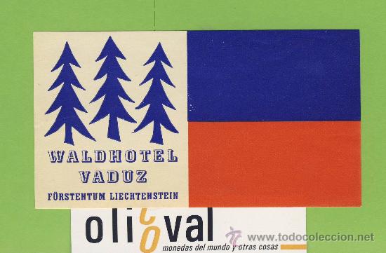 Etiquetas antiguas: ETIQUETA  HOTEL LIECHTENSTEIN -WALDHOTEL - R&uuml;RSTENTUM-  MEDIDAS   55 X 110 mm