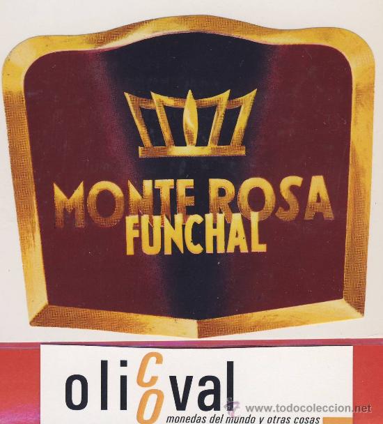 Etiquetas antiguas: Etiqueta Hotel -PORTUGAL-HOTEL MONTE ROSA - FUNCHAL-ILUSTRACION -95 X 80  mm-