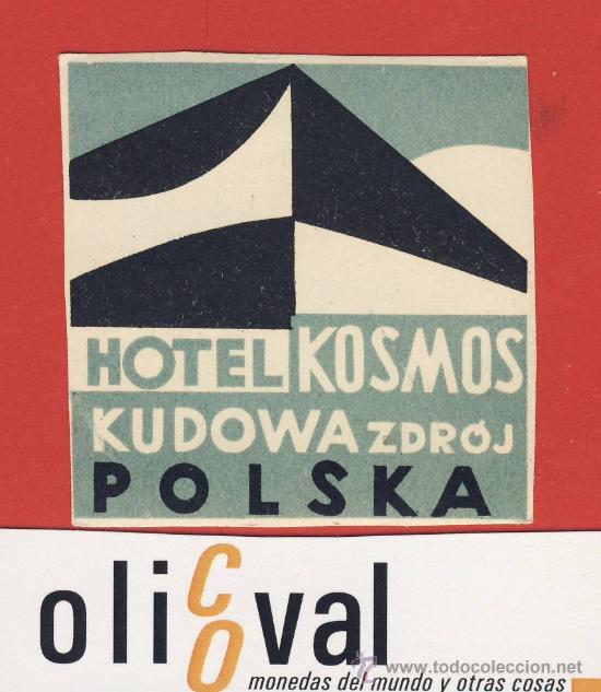 Etiquetas antiguas: ETIQUETA HOTEL-POLONIA- HOTEL KUDOWA zdroj-POLONIAI-LUSTRACION- 57x55 mm DISE&Ntilde;O-A&Ntilde;OS 40-