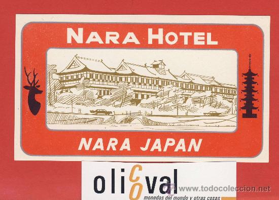 Etiquetas antiguas: ETIQUETA  HOTEL -JAPON- HOTEL  NARA - NARA- ILUSTRACION   130 X 75  mm