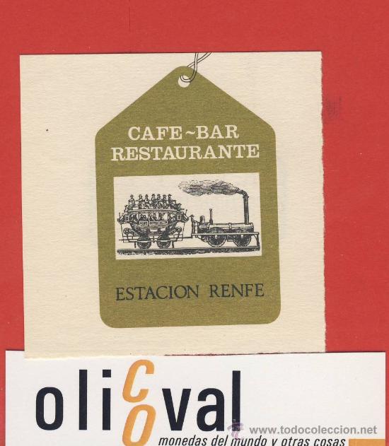 Etiquetas antiguas: ETIQUETA HOTEL-TREN RENFE -RESTAURANTE ESTACION-ALCAZAR DE SAN JUAN-60X 65 mm